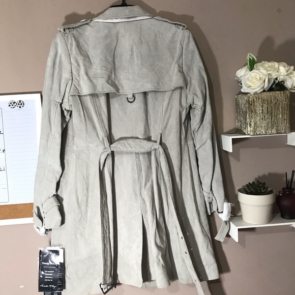 Pamela McCoy Jacket Leather Coat Long Gray New - Picture 7 of 8